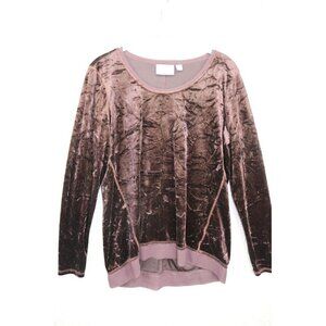Simply Vera Wang Brown Velvet Long Sleeve Tunic-Size Medium-Soft-Washable